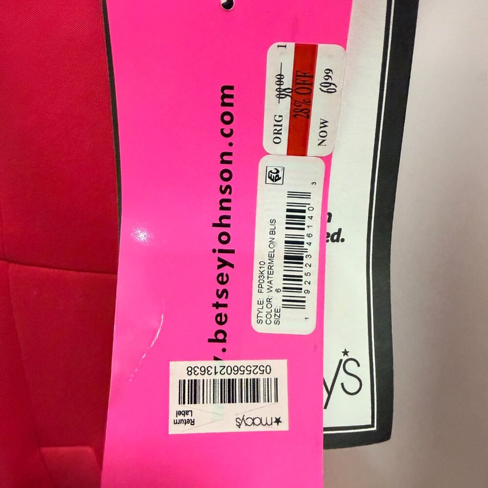 Betsey Johnson Watermelon Pink Sheath Dress Size 6 NWT Jewel Pocket - Picture 4 of 12